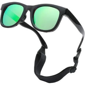 Hycredi Flexible Polarized Baby Sunglasses with Strap for Newborn Infant Toddler Age 0-18 Months，100% UV Protection