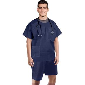 AMZ Medical Supply Disposable Scrub Sets. Disposable Scrubs Top and Bottom. SPP Disposable Shirts & Patient Exam Shorts