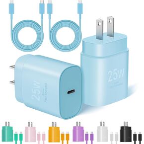 شاحن من النوع C شحن سريع، كتلة شاحن فائقة السرعة لهاتف Android بقدرة 25 وات مع كابل شاحن USB C بطول 5 أقدام لهاتف Samsung Galaxy S23 Ultra/S23/S23+/S22/S22 Ultra/S22+/S21 Ultra/S20 Ultra/Note 20/Note10، قطعتان in Kuwait