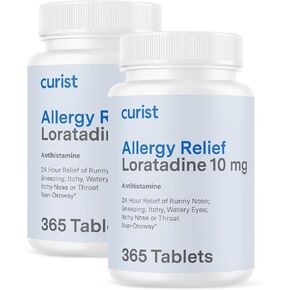 Curist Loratadine 10mg 730 Count (2 x 365 Tabs) All Day Non Drowsy Allergy Medicine - 24 Hour Antihistamine Tablets for Runny Nose, Itchy Eyes, Sneezing - Indoor & Outdoor Allergy Medicine for Adults