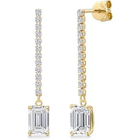 GEM Stone King 2.50 CTTW 14K Gold Gold Igi معتمد مع مختبر معتمد على أقراط الماس | Emerald Cut 1 Ct كل | اللون E-F | VS1-VS2 Clarity | أقراط التدوير للنساء