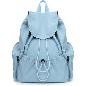 Women Casual Daypacks Canvas Backpack Drawstring Rucksack for Outdoor Travel College University Campus Black