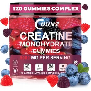 Creatine Monohydrate Gummies for Men & Women Complex 5000 mg with L-Taurine, Enhances Energy, Vegetarian, 5g Creatine Monohydrate Supplement, Workout Supplement, 120 Count