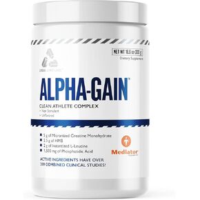 Legal Labs Labs Alpha Gain- Clean Athlete Complex- Creatine ، HMB ، L-Leucine ، وحمض الفوسفاتيديك- العضلات الخالية من 30 حصص