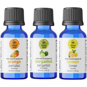 100% Undiluted Citrus Essential Oils Set, Cold Pressed Orange, Bergamot, Lemon, for Diffueser & Aromatherapy, 1 fl oz Each, 3-Pack