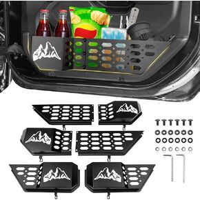 Metal Front & Rear Door Storage Box Pockets for 2007-2018 Jeep Wrangler JK JKU Sturdy Door Side Insert Molle Panels Organizer for 07-18 Wrangler JK JKU 4 Door Interior Accessories 4PCS