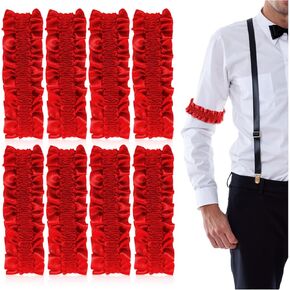 8pcs Arm Garters for Men,Red Sleeve Garters for Men,Great Gatsby Accessories for Men,1920s Accessories for Men or Party Supplies Las Vegas Poker Game Night