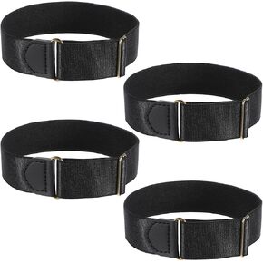4 PCS Elastic Black Arm Band Sleeve Garters Stretchy Adjustable Anti-Slip Shirt Long Sleeve Holders Armband Unisex Stretchy Sleeve Garters Hold up Costume for Men (Black)