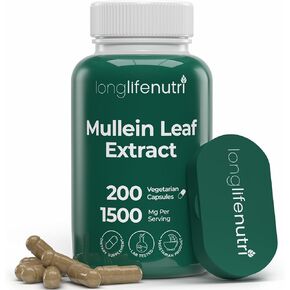 Mullein Leaf 3000mg 10:1 Extract - 200 Vegetarian Capsules, from Organic Mullein Leaf Powder, Herbal Supplement for Respiratory Care, 2-Month Supply, Non-GMO, GMP Certified, Made in USA