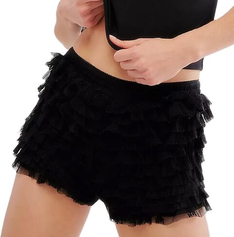 Luckinbaby Women Cute Lace Bloomer Shorts Low Rise Ruffle Layered Mini Shorts Tiered Lounge Bottoms Boy Shorts Y2k Pettipants in Kuwait