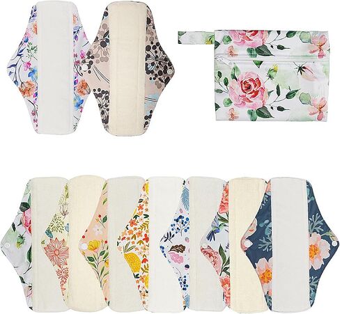 12 Pack Mama Cloth/Menstrual Pads/Reusable Sanitary Pads Panty Liners for Thongs,7 inch Length by 5 inch Width with Wing,Unscented in Saudi Arabia