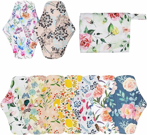12 Pack Mama Cloth/Menstrual Pads/Reusable Sanitary Pads Panty Liners for Thongs,7 inch Length by 5 inch Width with Wing,Unscented in Saudi Arabia