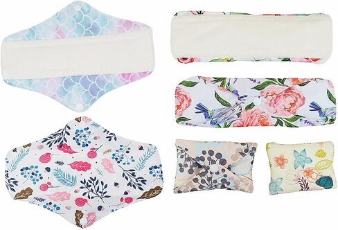 12 Pack Mama Cloth/Menstrual Pads/Reusable Sanitary Pads Panty Liners for Thongs,7 inch Length by 5 inch Width with Wing,Unscented in Saudi Arabia
