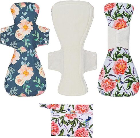 12 Pack Mama Cloth/Menstrual Pads/Reusable Sanitary Pads Panty Liners for Thongs,7 inch Length by 5 inch Width with Wing,Unscented in Saudi Arabia