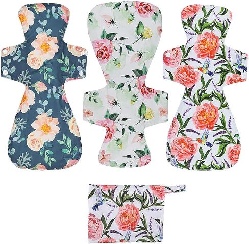 12 Pack Mama Cloth/Menstrual Pads/Reusable Sanitary Pads Panty Liners for Thongs,7 inch Length by 5 inch Width with Wing,Unscented in Saudi Arabia