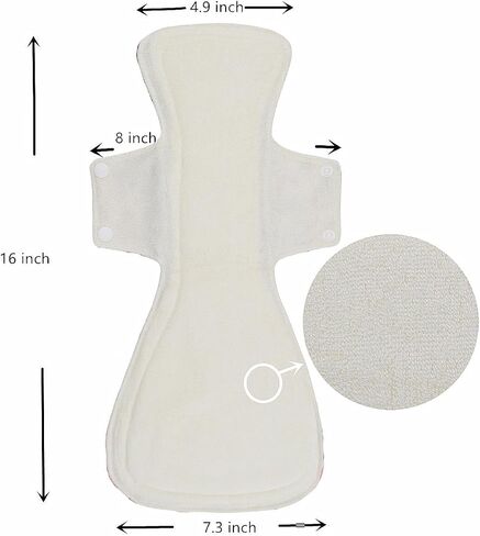 12 Pack Mama Cloth/Menstrual Pads/Reusable Sanitary Pads Panty Liners for Thongs,7 inch Length by 5 inch Width with Wing,Unscented in Saudi Arabia