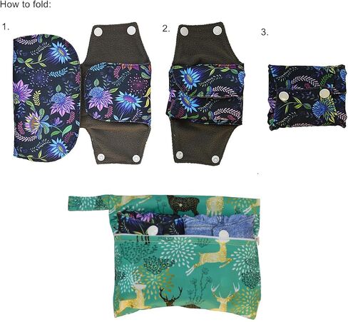 12 Pack Mama Cloth/Menstrual Pads/Reusable Sanitary Pads Panty Liners for Thongs,7 inch Length by 5 inch Width with Wing,Unscented in Saudi Arabia