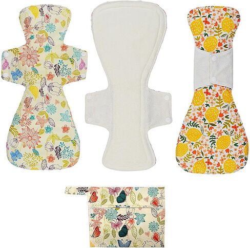 12 Pack Mama Cloth/Menstrual Pads/Reusable Sanitary Pads Panty Liners for Thongs,7 inch Length by 5 inch Width with Wing,Unscented in Saudi Arabia