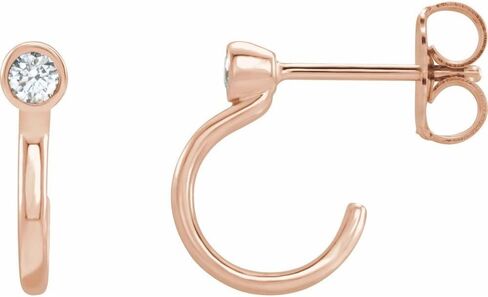 Solitaire Diamond Bezel-Set Hoop Huggie Earrings in Kuwait