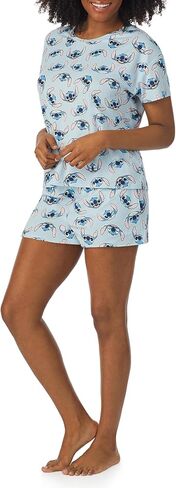المرأة Pajama تعيين ديزني | Hello Kitty | Snoopy Soft Stretch 2 قطعة قصيرة صالة قصيرة للنساء in Kuwait