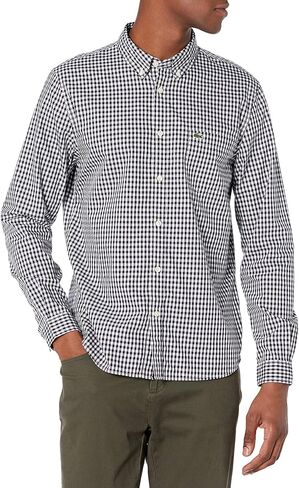 Lacoste Men's Long Sleeve Gingham Regular Fit Poplin Shirt in Saudi Arabia
