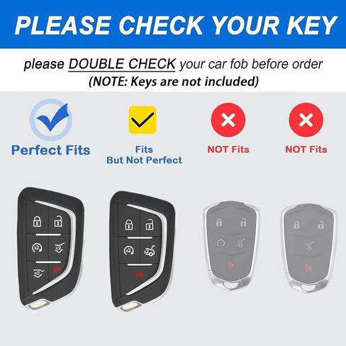 Key Fob Cover for Cadillac with Key Chain, Soft TPU Car Key Case Shell Protector Fit for Escalade CT4 CT6 CT5 XTS XT4 XT5 ATS (Black-Gloden, 6 Buttons) in Saudi Arabia