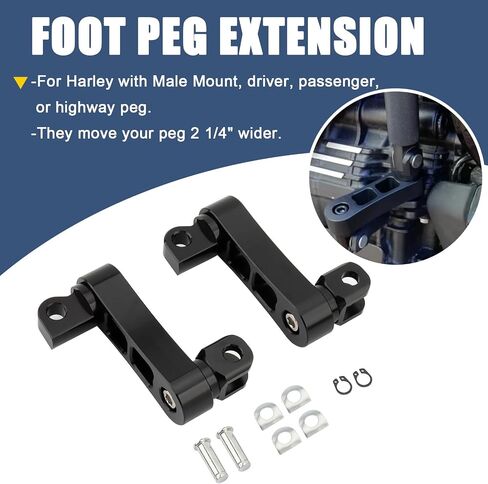 Foot Peg Extension 2 1/4" Adjustable Passenger Peg Mounts Highway Peg Clamps Male Mount Bracket Fit For Harley Touring Road King Street Glide Road Glide Sportster Dyna Fat Bob Softail (Black) in Saudi Arabia