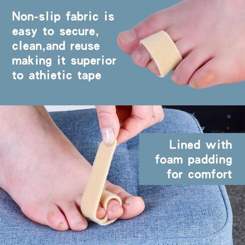 Medical-all Toe Separators for Overlapping Toes, Bunions, Big Toe Alignment, Corrector and Spacer, Reusable Fabric Buddy Wraps for Broken Toes, Hammertoe Straightener (BEIGE) in Saudi Arabia