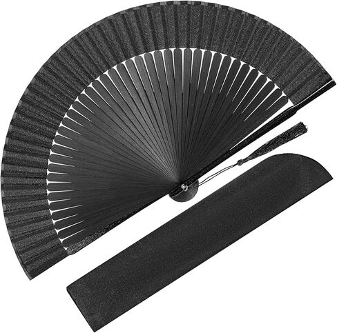 Hand Fans for Women Foldable, Folding Fans Handheld Fan Chinese Japanese Vintage Bamboo Silk Foldable Fan for Dance Music Festival Gift (Brown-Bamboo-S) in Kuwait
