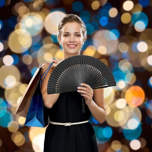 Hand Fans for Women Foldable, Folding Fans Handheld Fan Chinese Japanese Vintage Bamboo Silk Foldable Fan for Dance Music Festival Gift (Brown-Bamboo-S) in Kuwait