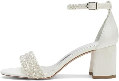 Block Heels Pearls Wedding Sandals Open Toe Ankle Strap Evening Party Summer Shoes in Kuwait