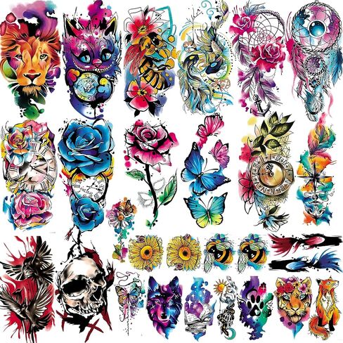 Aresvns Henna Tattoo, 9 Sheets Henna Stickers, Waterproof Brown Henna Tattoo Stickers for Women in Kuwait