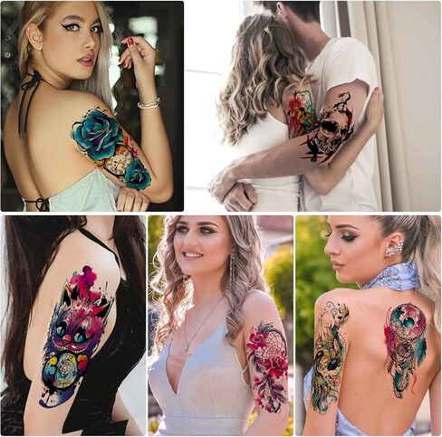 Aresvns Henna Tattoo, 9 Sheets Henna Stickers, Waterproof Brown Henna Tattoo Stickers for Women in Kuwait