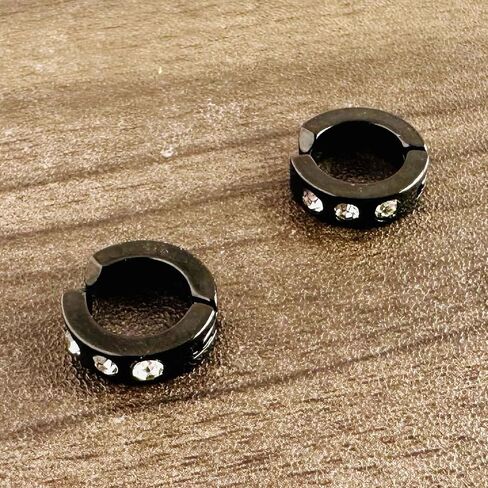 Punk Rock Stainless Steel Three Cubic Zirconia Huggie Ear Clip On Earrings in Saudi Arabia