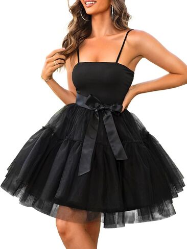 Kaei&Shi Poofy Short Tulle Dress,Spaghetti Strap Semi Formal Dresses for Women,Elegant Birthday Outfit Homecoming Cocktail in Saudi Arabia