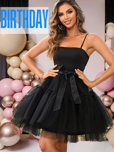 Kaei&Shi Poofy Short Tulle Dress,Spaghetti Strap Semi Formal Dresses for Women,Elegant Birthday Outfit Homecoming Cocktail in Saudi Arabia