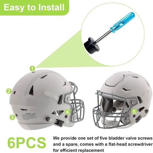 6 PCS Bladder Valve Screws for Riddell Speedflex and Speed Lcon Helmet, Full Set of High Impact Resistant Valve Caps for Speedflex Helmet, One Spare, Football Helmet Screws for Youth and Adult in Saudi Arabia