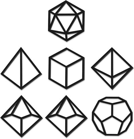 Amyhill 7 Pcs Dice Wall Art Wooden Dice Wall Decor Tavern Wooden Outline Decoration Geometric Home Decor for Bedroom Living Room Teenager Boy Game Room(Black) in Kuwait