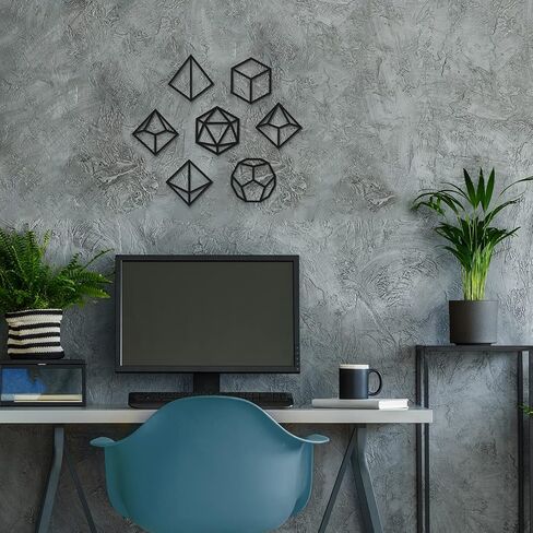 Amyhill 7 Pcs Dice Wall Art Wooden Dice Wall Decor Tavern Wooden Outline Decoration Geometric Home Decor for Bedroom Living Room Teenager Boy Game Room(Black) in Kuwait