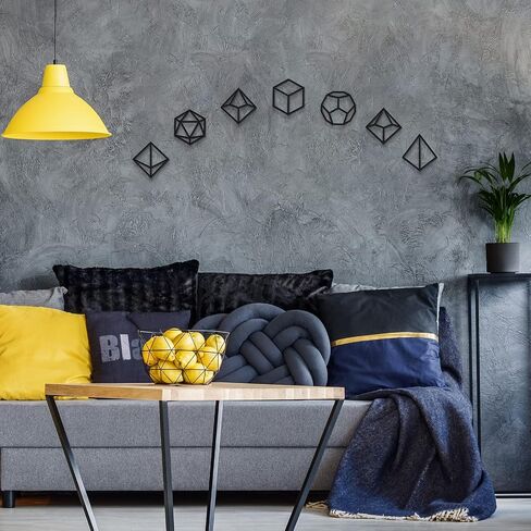 Amyhill 7 Pcs Dice Wall Art Wooden Dice Wall Decor Tavern Wooden Outline Decoration Geometric Home Decor for Bedroom Living Room Teenager Boy Game Room(Black) in Kuwait