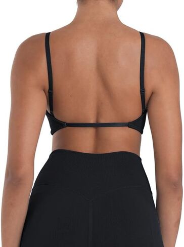 Sunzel Women's Open Back Sports Bra Strapplable Spaghetti Strap سلس منخفض التأثير على التمرين الرياضي صدرية اليوغا مع منصات قابلة للإزالة in Kuwait