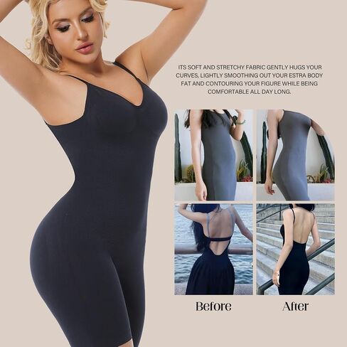 Backless Shapewear for Women Tummy Control Shapewear Low Back Bodysuit Seamless with Shorts Light Compression in Saudi Arabia