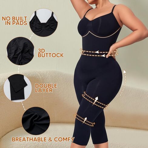 Tummy Control Bodysuits Full Body Suit Shapewear One Piece Capri Jumpsuits for Women in Saudi Arabia