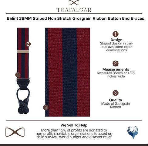 Trafalgar للرجال Balint 38mm مخططة غير مدعومة زر الشريط الزر in Saudi Arabia