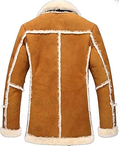 Men's Vintage Sheepskin Jacket Fur Leather Jacket Shearling Coat Jacket in Saudi Arabia