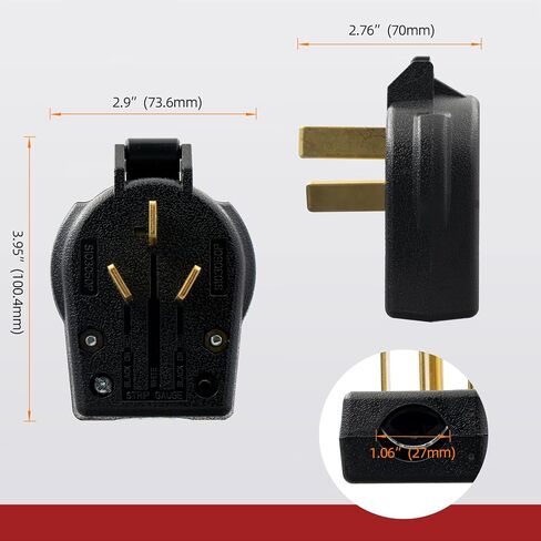 AIDA 10-30R Dryer Outlet 30-Amp 3-Pole, 3-Wire 125/250-Volts Non-grounding Heavy Duty Flush Mount Power Receptacle for Dryer, Space Heaters, UL Listed, 030626 in Saudi Arabia