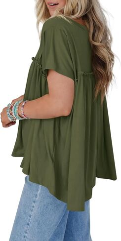 جرس Cicy Bell Women Summer Babydoll قمم مطوية in Kuwait