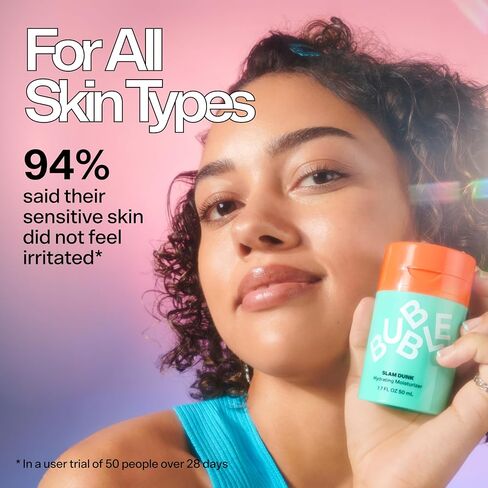 Bubble Skincare Slam Dunk Hydrating Facial Moisturizer - Natural Aloe Juice + Avocado Oil for Skin Hydration and Blue Light Protection - Daily Face Moisturizer for Sensitive Skin (50ml) in Saudi Arabia