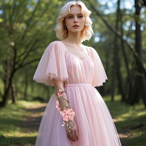FRESHME Renaissance Fairy Flower Arm Wrap - 1 PC Elf Arm Cuff Bracelet with Pink Flowers Woodland Forest Mother Nature Costume Poison Ivy Costume Fantasy Renfaire Cosplay Prom Dress Up Accessories for Women in Kuwait