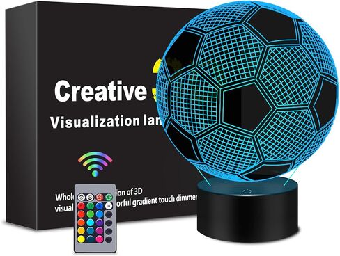 Soccer 3D Night Light, 3D Illusion Lamp with Remote Control 16 Colors Changing, Soccer Accessories Stuff Toys Decor for Fan Boys Girls in Saudi Arabia